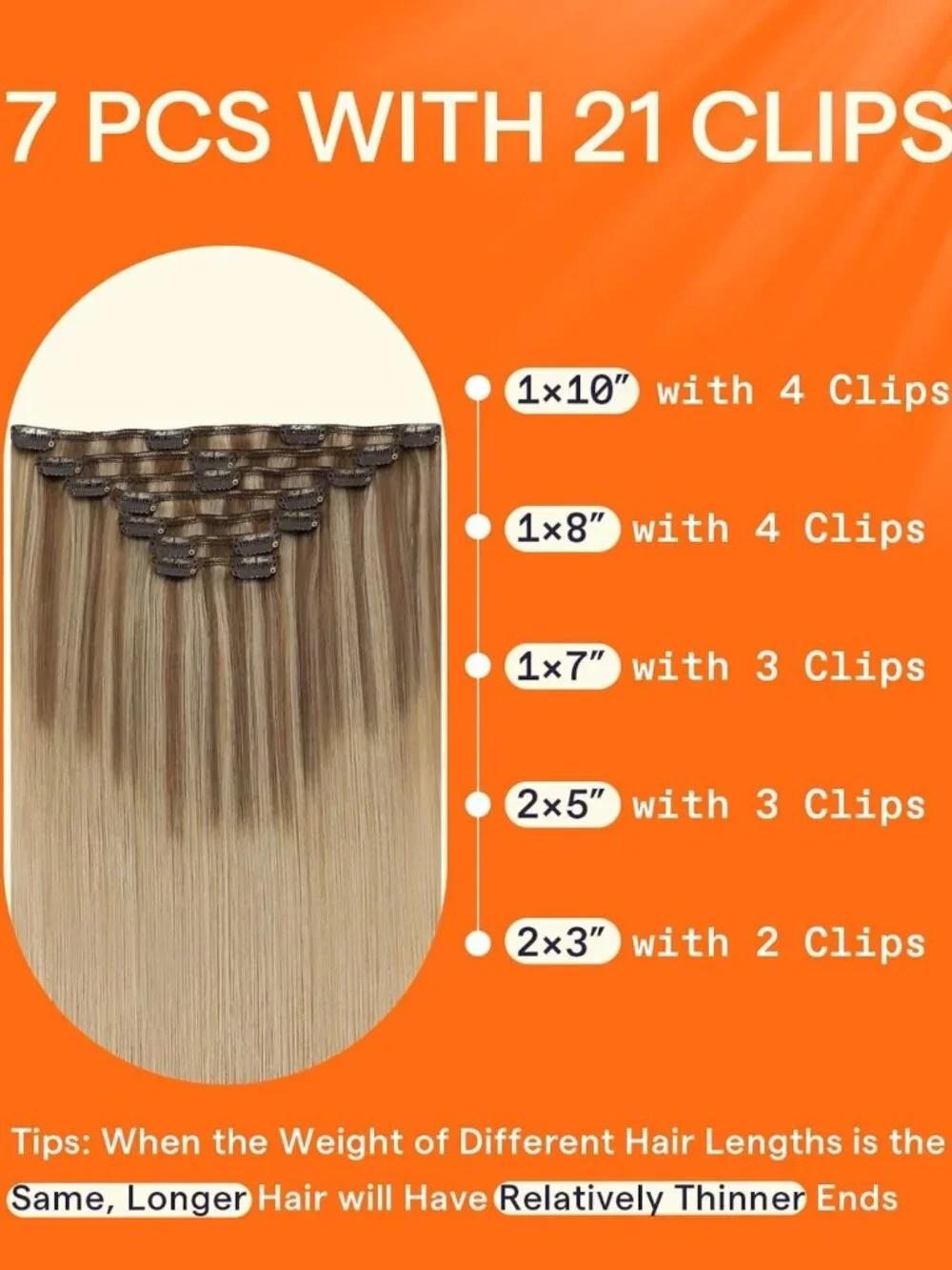 12-Inch Balayage Clip-In Hair Extensions - Golden Brown to Blonde Highlights, 7